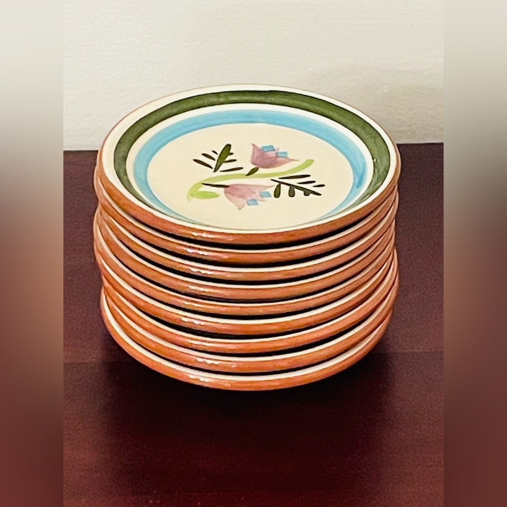 Retro Stangl Pottery Ceramic Hand Painted Floral 5”Coasters: Set of 9 - Picture 3 of 16